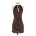 SALTY Cocktail Dress - Party Halter Sleeveless: Brown Dresses - Women's Size Small