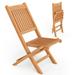 Costway Patio Folding Chair Solid Indonesia Teak Wood Slatted Seat Natural Portable Outdoor