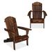 Ktaxon 2 Pack Patio Wood Adirondack Chair Garden Chaise Chair Outdoor Folding Chair Wooden Chair for Patio Garden Carbonized Color