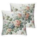 PIKWEEK Floral Spring Velvet Pillow Covers 18 x 18 Inch Set of 2 Vintage Wild Flowers Decor Throw Pillows Outdoor Farmhouse Wildflower Plant Decorative Cushion for Couch Bed Sofa