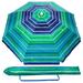 MOVTOTOP 6.5ft Beach Umbrella Striped Sand Umbrella UV Protection Aluminum Pole Beach Umbrella for Beach Travel (Dark Green)