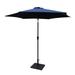 8.8 FT Cantilever Outdoor Patio Umbrella with 42 Pound Square Resin Umbrella Base Aluminum Market Umbrella Push Button Tilt and Crank Lift Navy Blue