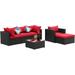 Diophros 7 Pieces Outdoor Sectional Sofa All Weather PE Wicker Patio Sofa Couch Conversation Set with Glass Table for Garden Backyard