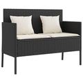 vidaXL Patio Bench with Cushions Beige Poly Rattan