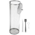 BBQ Net Tube Food Grade Stainless Steel High Temperature Resistant Prevents Stick Reusable BBQ Grill Round Basket 12.2in