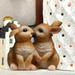 CUTICATE Bunny Rabbits Figurine Resin Decoration Fairy Garden Sculpture Decorative 4HX3.5inch for Balcony Multipurpose Brown