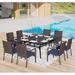 MFSTUDIO Patio Furniture Set for 6 7 Piece Outdoor Dining Set 6 Rattan Sofa Chairs with Removable Cushions and 1 Rectangular Table 1.57 Umbrella Hole