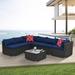 7 Pieces Wicker Furniture Set Modern Luxury Outdoor Sofa Chair Set with Cushions and Two Throw Pillow Patio Conversation Set Dark Gray