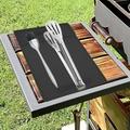 Grill Side Shelf Mat Silicone Grill Pad Heat-Resistant Kitchen Spatula Pad Multifunctional BBQ Utensil Mat Reusable Counter Grill Pad Dishwasher Safe 15.75Ã—11.42inch for Stovetop