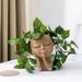 Japceit Face Flower Pots Head Planter Funny Head Plant Pot Face Vase Cute Resin Face Planters for Indoor Outdoor Plants with Drainage Hole and Tray for Home Garden Succulents Cactus