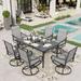 Sophia & William 7 Piece Outdoor Patio Dining Set Textilene Chairs and Table Furniture Set Gray