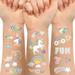 Temporary Tattoo for Kids Unicorn Rainbow Flower Cute-118 Glitter Styles Crown Swan Metallic Waterproof Groovy Fake Tattoos Body Face Tattoos Stickers Birthday Party Favors Decorations for Girls Boys