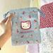 Ins New Cartoon Sanrioed Hello Kittyed Plush Leopard Print Storage Bag Cute Kitty Cosmetic Drawstring Bag Coin Purse Gift Toy