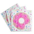 1 Set of 114PCS Donut Theme Tableware Kit Party Paper Plate Cups Napkin Pull Flag Kit Cartoon Donut Tableware Napkin Banners Set Disposable Birthday Tableware Tissue Bunting Set for 16 People Use