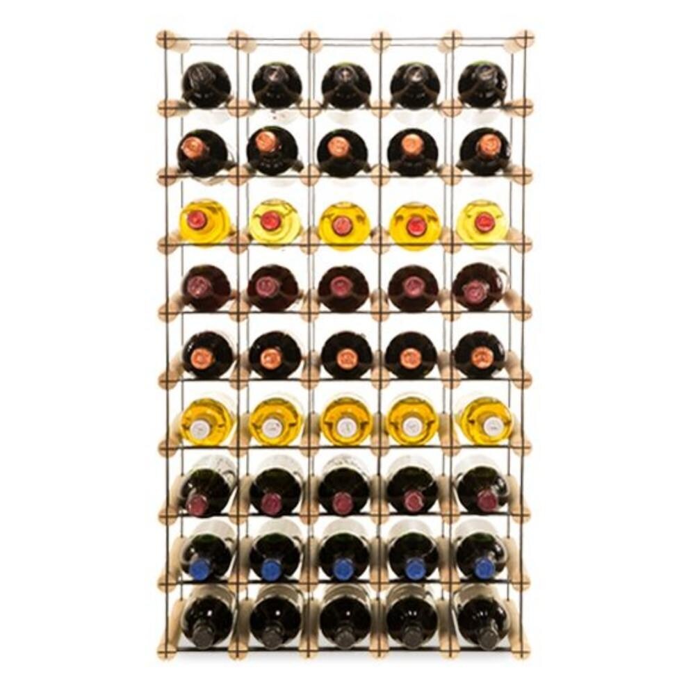 PROREGAL Modulares Weinregal VINOTECA MOD METAL | HxBxT 92,5x52,5x24,5cm | 5x9 Flaschen | Massives Kiefernholz | Natur | Flaschenregal Image