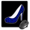 3dRose I Love Shoes - Blue Cheetah High Heel Shoe on Black Mouse Pad 8 by 8 inches