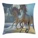 Horse Throw Pillow Cushion Cover Running Horses by Seashore with Lilac Flowers Adorned Manes under Light Beam Decorative Square Accent Pillow Case 20 X 20 Inches Dimgray and Lilac by Ambesonne