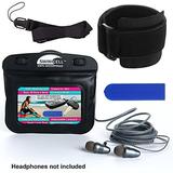 SwimCell Waterproof Case for MP3 Player with headphone jack. 3 x 4 inches. Adjustable Running Armband Lanyard and Silicone K