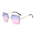 Trendy UV Protection Sunglasses: Oversized Rimless Irregular Metal Outdoor Hiking Eyeglasses for Women