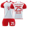XNB 2023-2024 Bayern Munich Home Jersey #25 Muller Soccer Jersey and Shorts Set