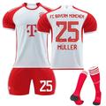 XNB 2023-2024 Bayern Munich Home Jersey #25 Muller Sportswear Soccer Jersey Activewear Set