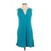 Lands' End Casual Dress - Shift: Teal Solid Dresses - Women's Size X-Small