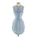 Holding Horses Casual Dress - Shirtdress Collared Sleeveless: Blue Solid Dresses - Women's Size 4