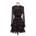 Lulus Casual Dress - Mini High Neck Long sleeves: Black Print Dresses - Women's Size Small
