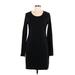 H&M Casual Dress - Sheath Scoop Neck Long sleeves: Black Solid Dresses - Women's Size Large