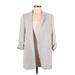 Zara Basic Blazer Jacket: Mid-Length Gray Solid Jackets & Outerwear - Women's Size Medium