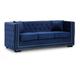 Canapé 3 places capitonné chesterfield design en velours bleu cube - bleu