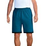 Men's Big & Tall Layered Look Lightweight Jersey Shorts by KingSize in Heather Teal (Size 3XL)