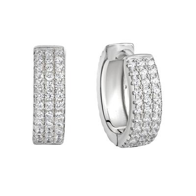 Paar Creolen FIRETTI "Schmuck Geschenk Silber 925 Ohrschmuck glitzernd", silber (silberfarben, kristallweiß, kristallweiß), Ohrringe, Damen, Silber 925 (Sterlingsilber), mit Zirkonia (synth.) Image