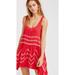 Free People Dresses | Free People Voile And Lace Trapeze Slip Xs Cherry Red Orange Coral Mini Dress | Color: Red | Size: Xs