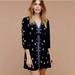 Free People Dresses | Free People Star Gazer Embroidered Tunic Mini Dress Blue Boho Summer Size Xs | Color: Blue | Size: Xs