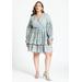 Plus Size Women's Eyelet Flare Mini Dress by ELOQUII in Grey Spruce (Size 26)