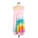 Crown & Ivy Casual Dress - A-Line V-Neck Sleeveless: Pink Tie-dye Dresses - Women's Size Medium