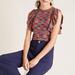 Anthropologie Sweaters | Anthropologie Ruby Flutter Short Sleeve Sweater Size M Euc | Color: Blue/Pink | Size: M