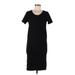 Monrow Casual Dress - Shift Scoop Neck Short sleeves: Black Solid Dresses - New - Women's Size Medium