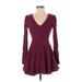Lovers + Friends Casual Dress - Mini: Burgundy Solid Dresses - Women's Size Small