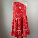 Free People Dresses | Nwot Free People Red Floral One Shoulder Midi Dress Size M | Color: Red | Size: M