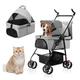 3-in-1 Folding Dog Stroller,Multifunction Dog Cat Jogger Stroller,4 Wheel Foldable Pet Stroller with Detachable Carrier Storage Basket&Storage Bag for Medium Small Dogs Cats,Gray