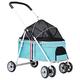 Pet Dog Strollers Carriage Zipperless Entry for Cats/Dogs, Small Dog Pram Stroller Dog Prams Pushchairs with Adjustable Awning, Dog Strollers for Small Dogs Within 20kg (Color : Blue)