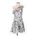 Banana Republic Factory Store Casual Dress: Silver Floral Motif Dresses - Women's Size 2