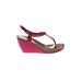 Lauren by Ralph Lauren Wedges: Burgundy Color Block Shoes - Women's Size 9 1/2