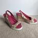 Coach Shoes | Coach Sydney Wedge Slingback Sandal 3.5" Heels, Vintage Plaid, 6.5 | Color: Cream/Pink | Size: 6.5