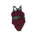 Kenneth Cole New York One Piece Swimsuit: Burgundy Marled Swimwear - Women's Size Medium