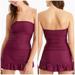 J. Crew Swim | J. Crew, New, Plum Purple Ruched Bandeau Halter Ruffled Swim Dress, Size 8 | Color: Purple | Size: 8