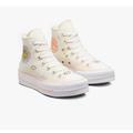 Converse Shoes | Chuck Taylor All Star Lift Platform Floral Embroidered High Top Sneaker Size 9.5 | Color: Cream | Size: 9.5