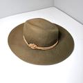 Anthropologie Accessories | Anthropologie Wool Fedora Hat Brown Loren Army Green Rope Knot Trim Os | Color: Brown/Green | Size: Os